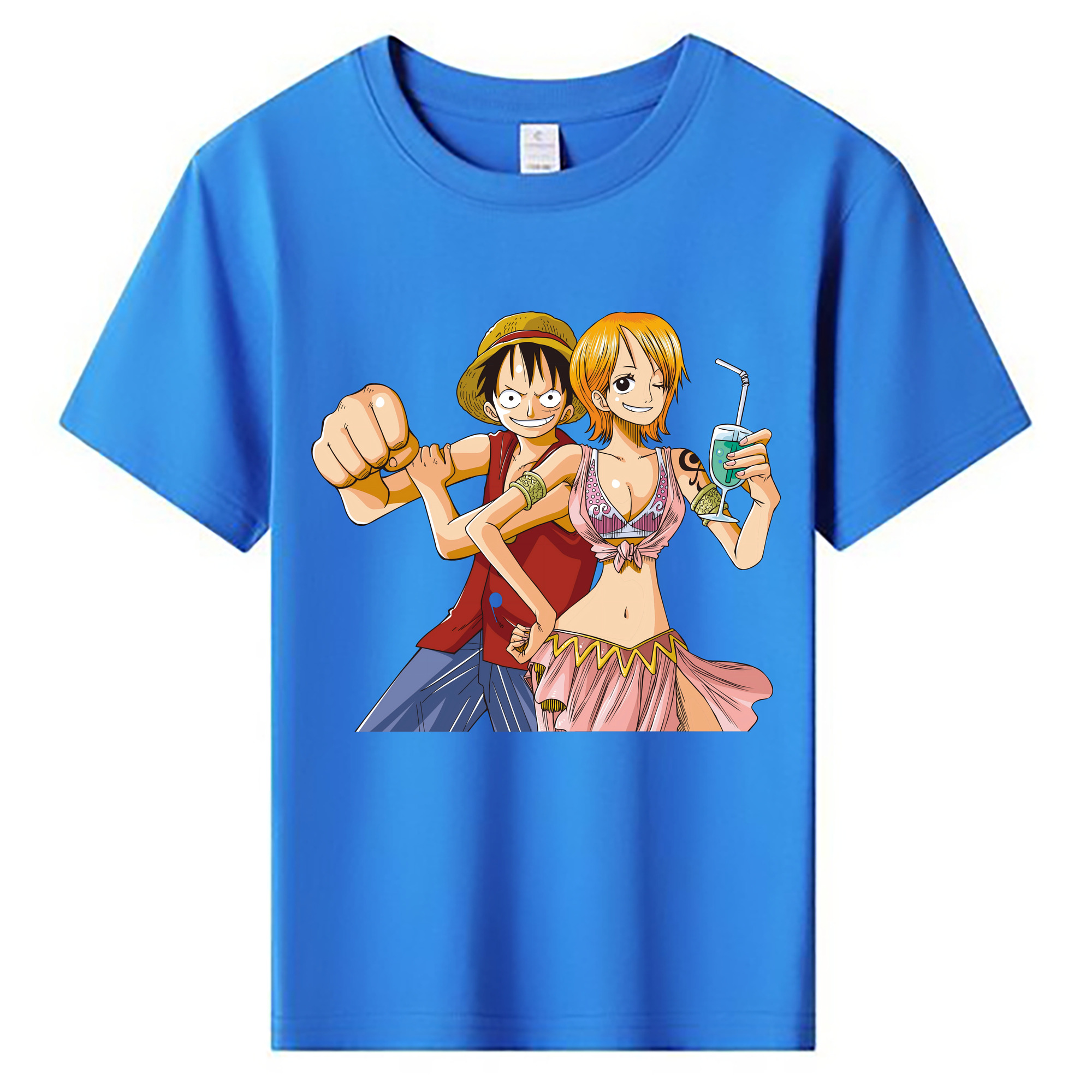 ワンピース モンキー・D・ルフィ ONE PIECE Monkey D. Luffy 綿100％キッズTシャツ（フロントプリント）